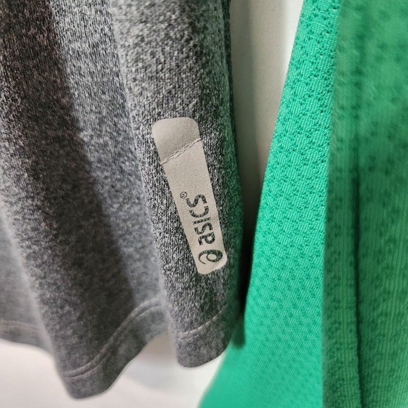 Asics Men's Long Sleeve Running Shirt Top Green Gray Athletic Activewear - Small - Picture 7 of 8